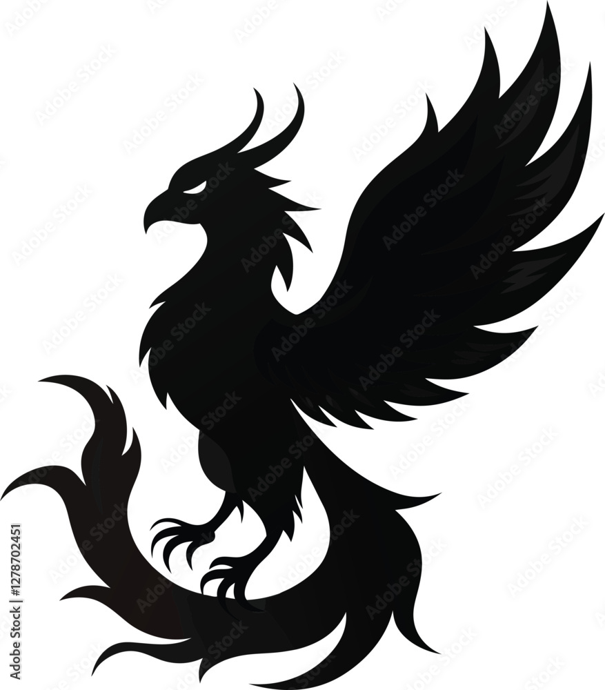 Obraz premium Black Phoenix Silhouette vector illustration