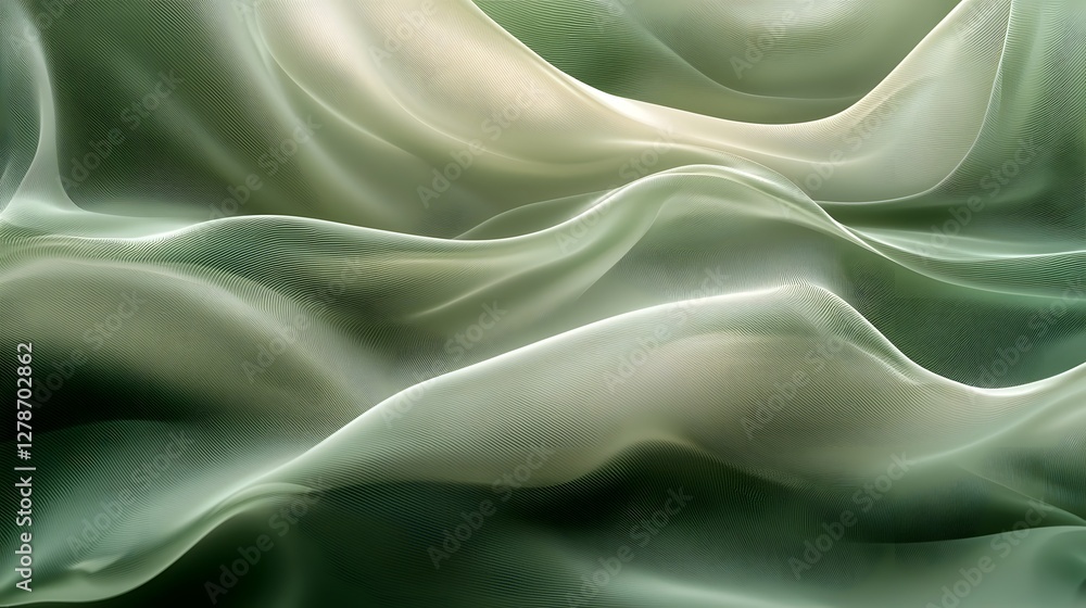 Fototapeta premium Serene Organic Texture with Flowing Green Gradients and Gentle Light Reflections