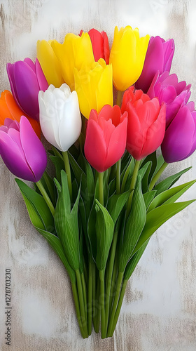 Vibrant Tulip Bouquet Illus...