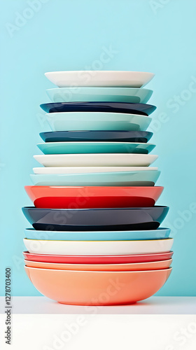 Colorful Stacked Bowls Illu...
