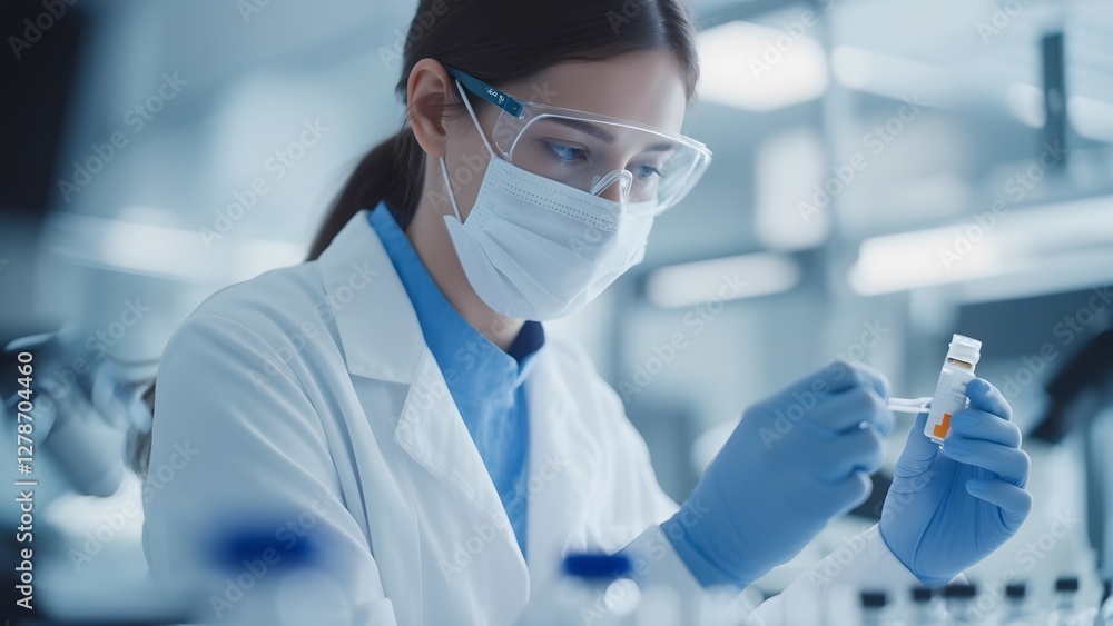 Lab technician analyzing vaccine samples Lab technician analyzing vaccine samples