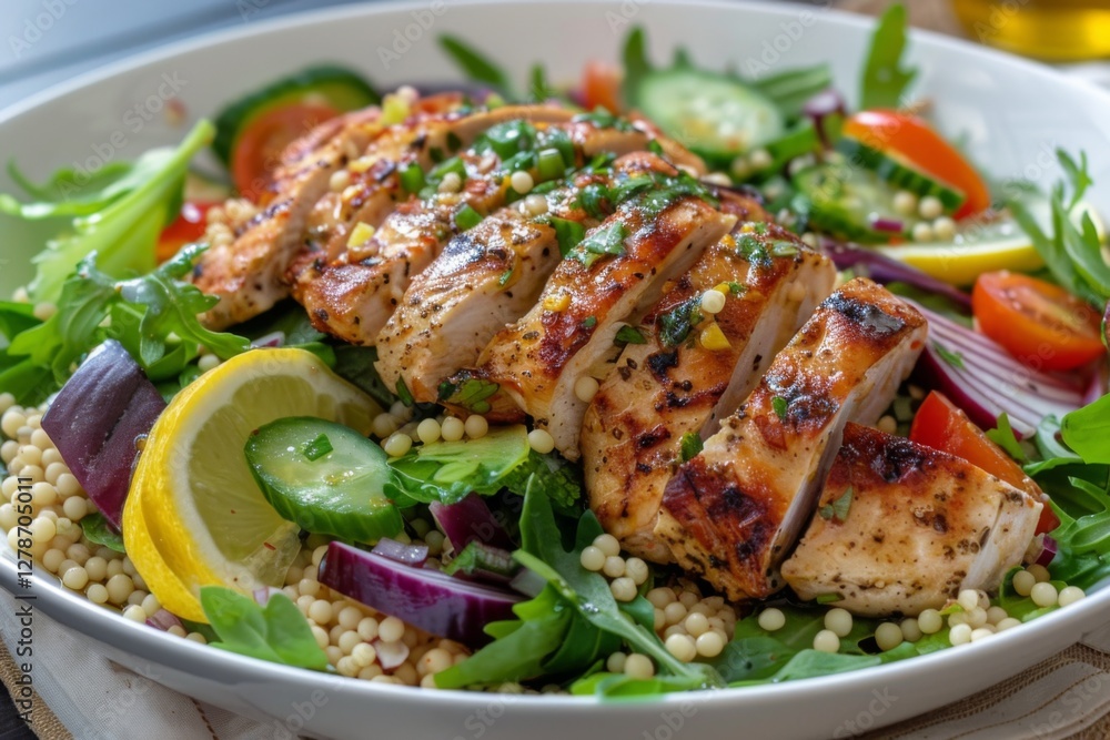 Mediterranean chicken salad with pearl cousous Mediterranean chicken salad with pearl cousous