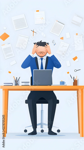 Overwhelmed Businessman Ill...