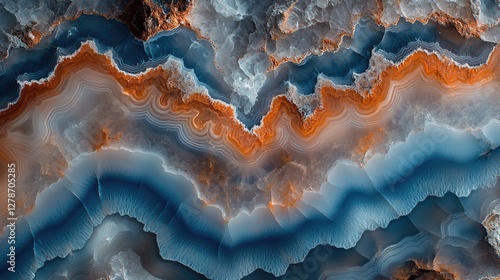 Stunning Blue and Orange Agate Stone Texture Image