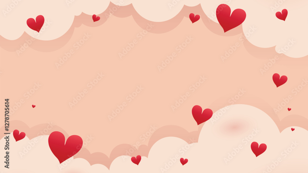Elegant pastel heart frame background with soft gradient and subtle shadows, vector illustration