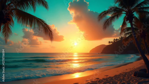Tropical Bliss – Ocean Waves and Warm Glow