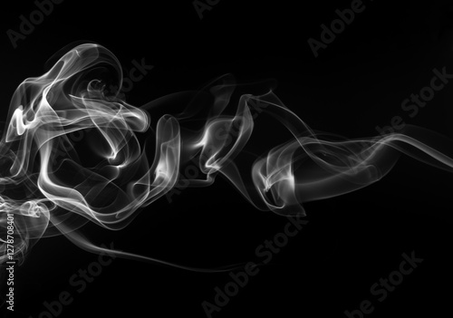 White smoke abstract on black background, fire design