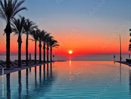 Sunset Poolside Palms: Vibr...