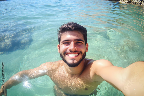 Smiling Man in Clear Water ...