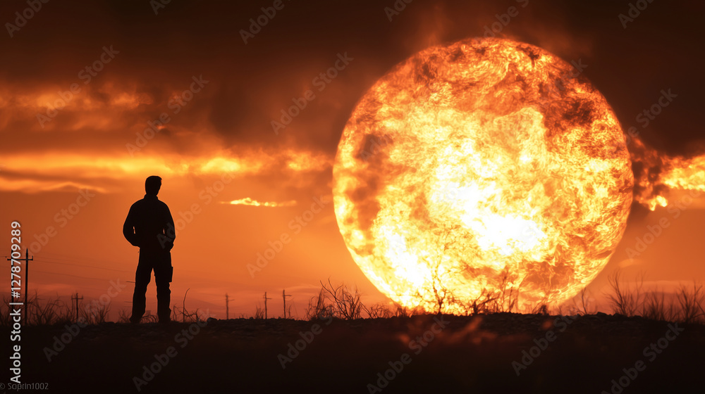 Fototapeta premium The Watcher of Flames at Sunrise