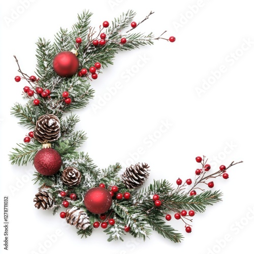 Wallpaper Mural Christmas wreath, festive, decorative, circle frame, holiday, perfect for cards, prints, or wrapping Torontodigital.ca