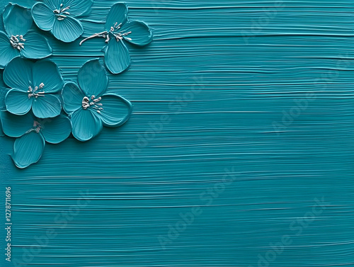Teal Floral Impasto Painting