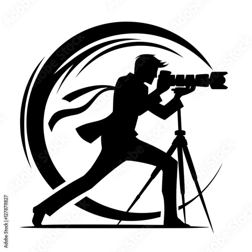 Photographer with a tripod silhouette