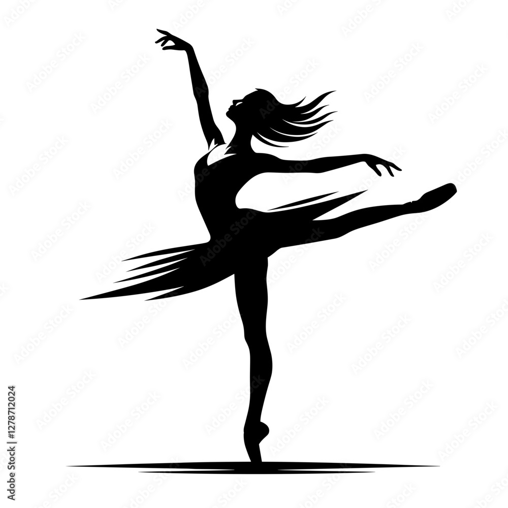 Fototapeta premium Graceful ballerina performing arabesque silhouette
