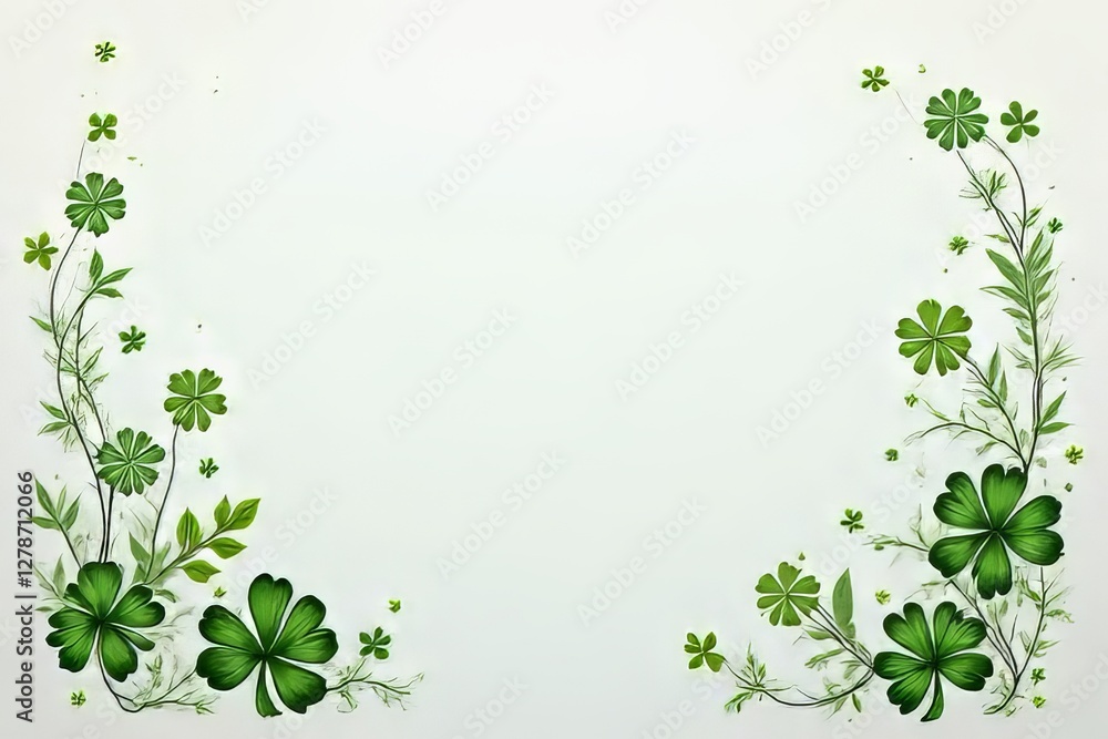 Elegant Green Cloverleaf Floral Border Design Elegant Green Cloverleaf Floral Border Design