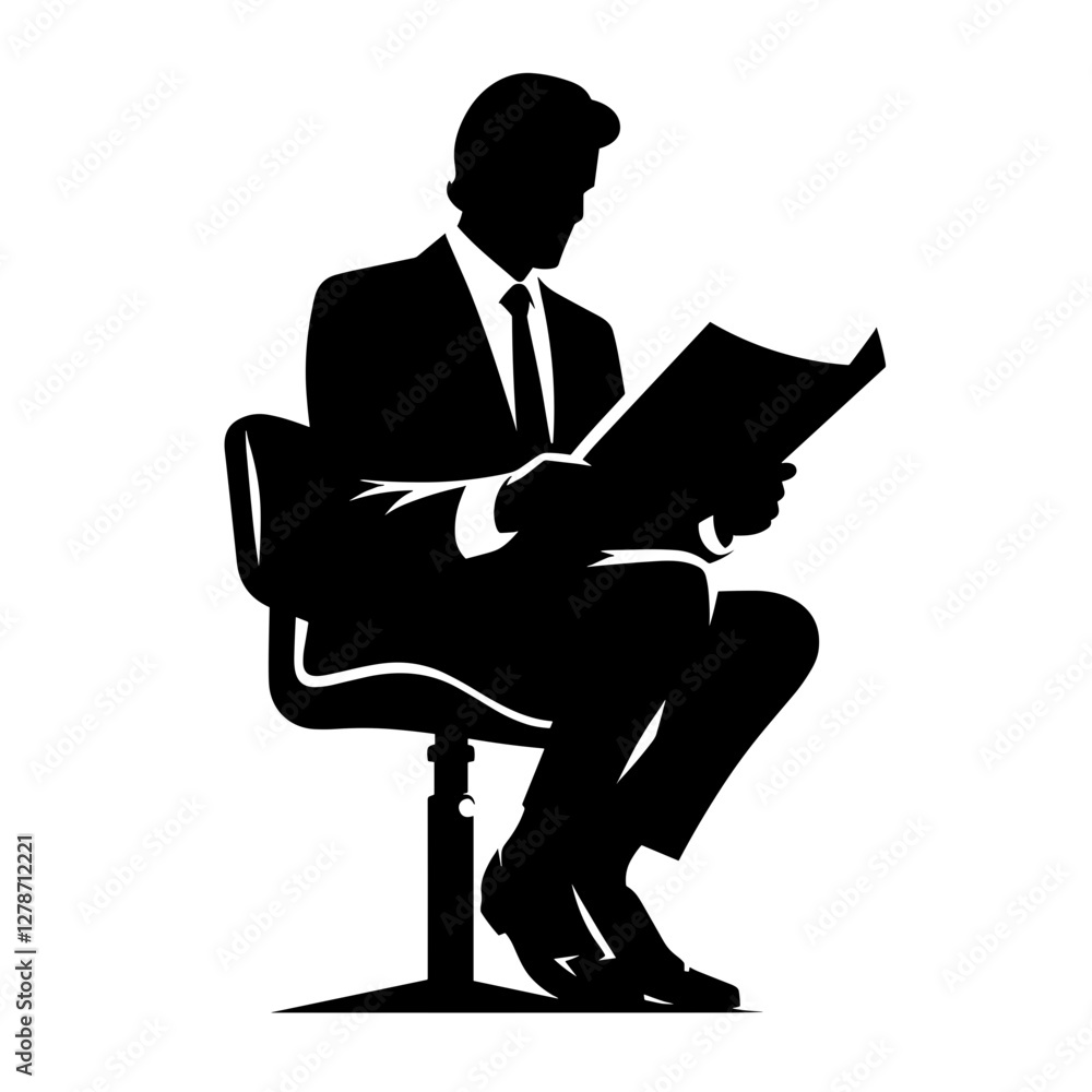 Businessman reading a newspaper silhouette Businessman reading a newspaper silhouette