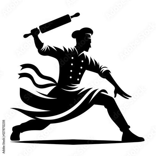 Dynamic baker with rolling pin silhouette