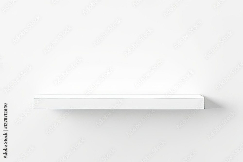 Empty White Floating Shelf Against a White Wall - Mockup for Product Display Empty White Floating Shelf Against a White Wall - Mockup for Product Display