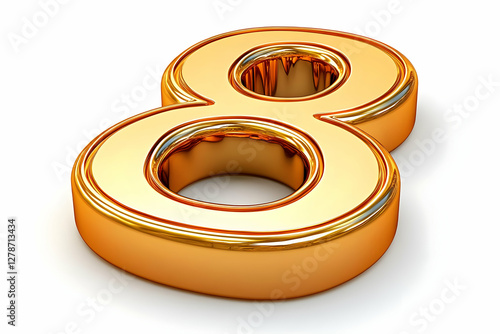 Golden 3D Number Eight Illu...