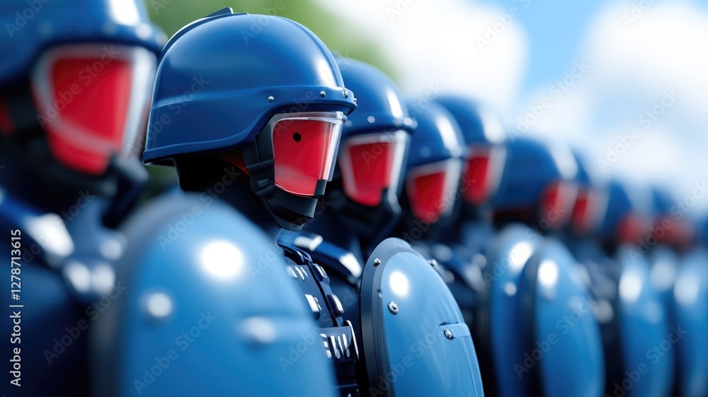 Fototapeta premium Law enforcement protecting protestors’ democratic rights