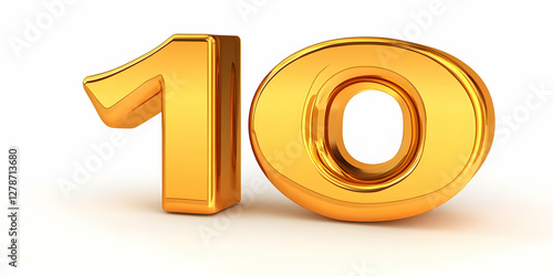 Golden 3D Number Ten Illust...