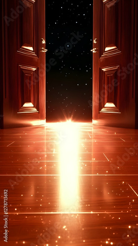 Glowing Doorway to Night Sk...