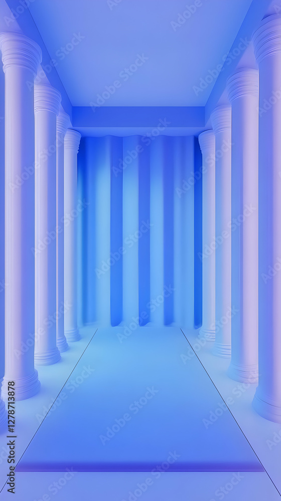 Obraz premium 3D Render Blue Classical Columns Abstract Background
