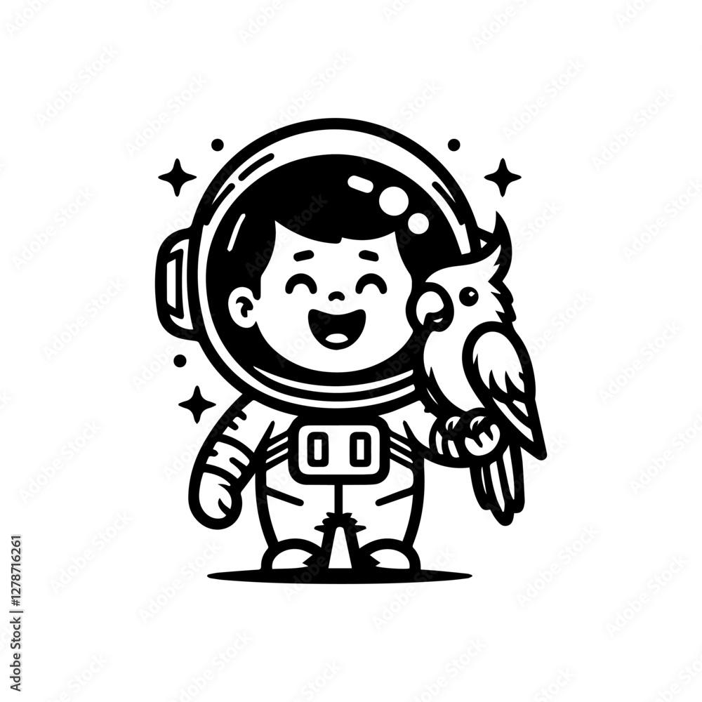 astronaut and parrot logo design astronaut and parrot logo design