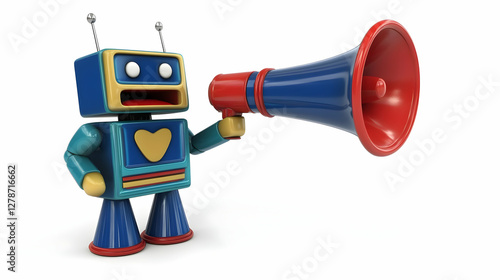 Retro Robot 3D Illustration...