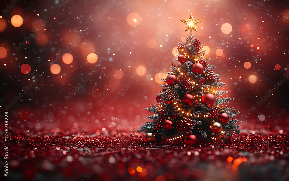 Elegant Christmas Tree with Red and Gold Ornaments on Red
Elegant Christmas Tree with Red and Gold Ornaments on Red