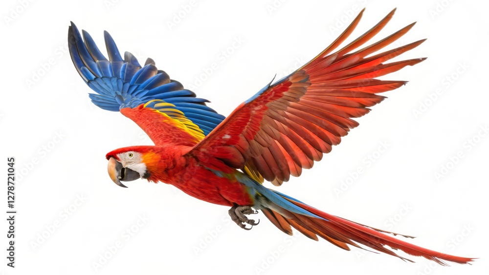 Fototapeta premium Majestic Scarlet Macaw in Flight