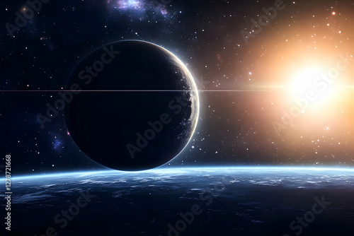 Cosmic Planet Sunrise Illus...