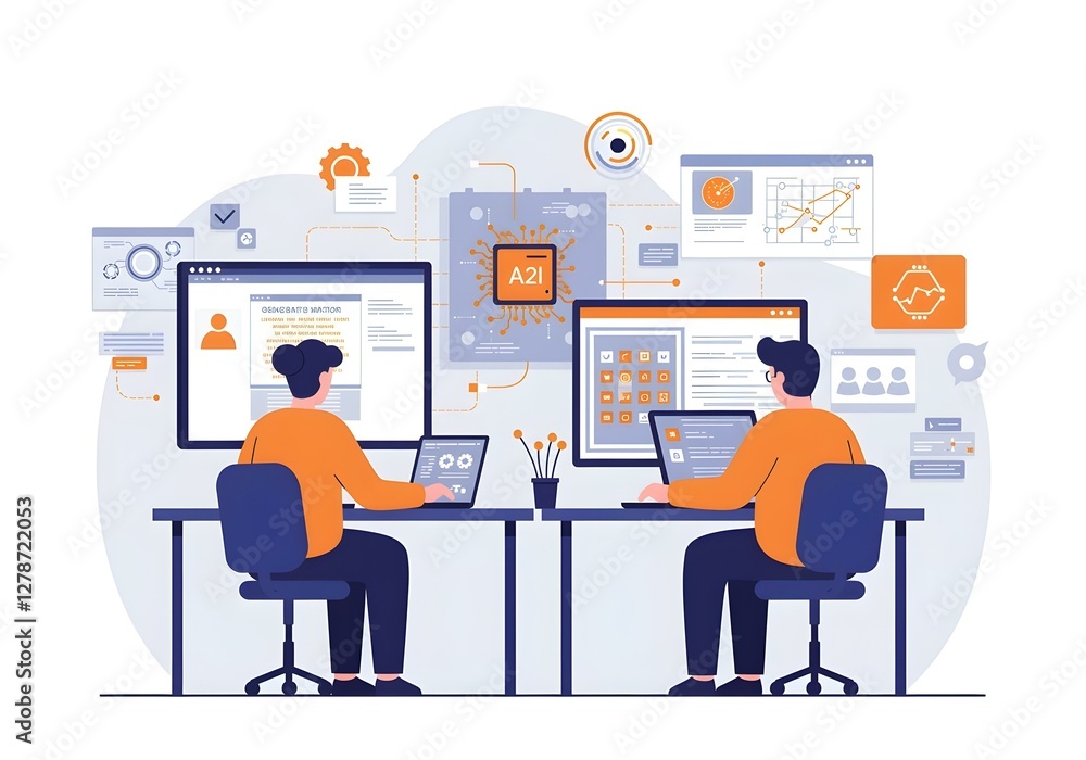 AI Developers Collaborating on Software Project AI Developers Collaborating on Software Project