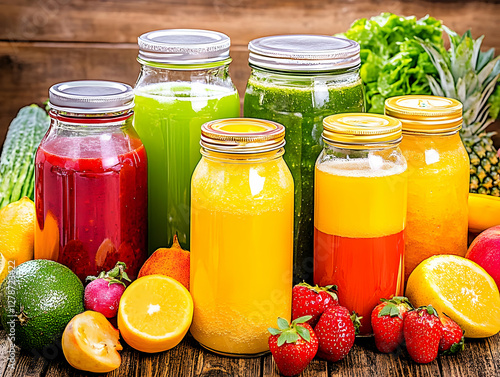 Colorful Fruit Juice Bottle...