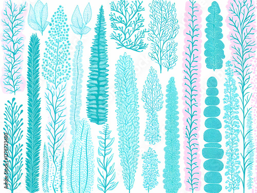 Teal and Pink Botanical Ill...