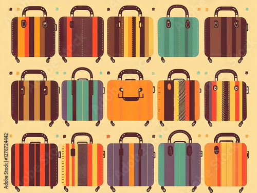 Striped Suitcases Illustration