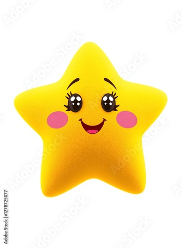 an image of a yellow star with a pink nose and eyes, there is a yellow star with a pink nose and eyes photo