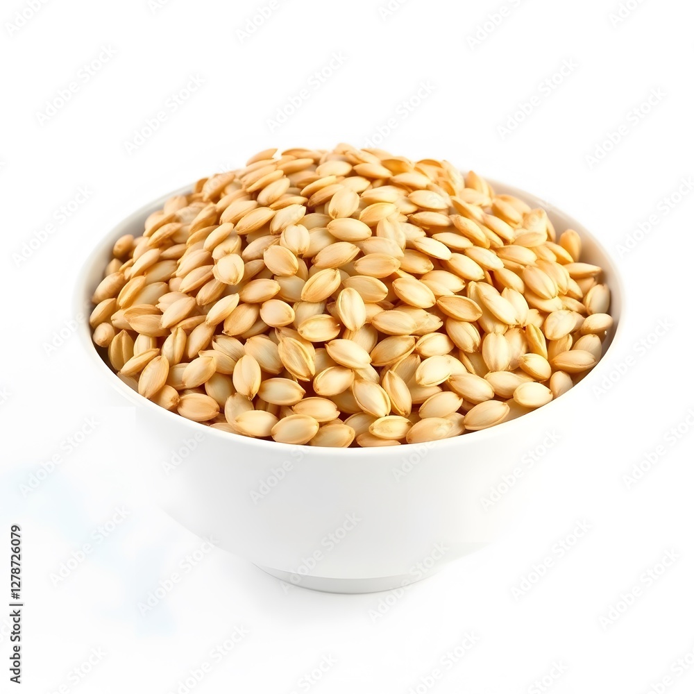 3D Realistic Oat Ears and Grains with Bowl Illustration 3D Realistic Oat Ears and Grains with Bowl Illustration