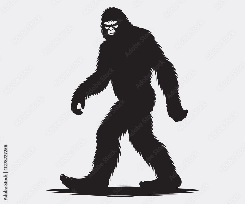 Fototapeta premium Bigfoot Silhouette, Bigfoot Illustration and Vector, Sasquatch Silhouette