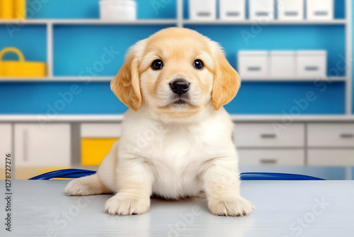 Adorable Golden Puppy Illus...