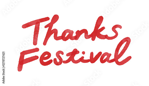 「Thanks Festival」の手書き水彩文字　ベクターイラスト