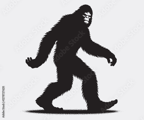 Bigfoot Silhouette, Bigfoot Illustration and Vector, Sasquatch Silhouette