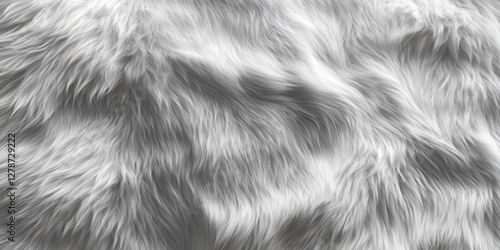 Elegant black and white illustration showcasing layered fur textures; top layer stands out while darker underlayers add depth and dimension. Intricate detailing evokes a tactile, luxurious feel photo