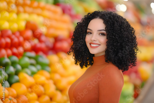 Smiling Woman Fruit Market ...