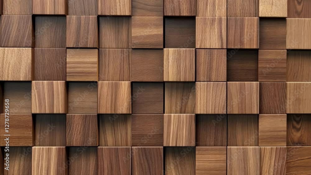 Wood block pattern showcasing intricate textures and varying shades in a contemporary design setting Wood block pattern showcasing intricate textures and varying shades in a contemporary design setting