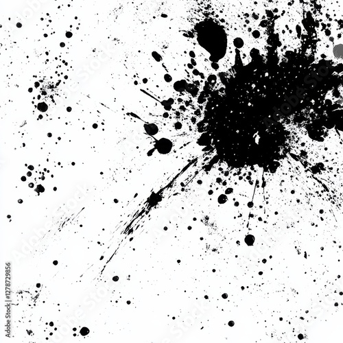 Wallpaper Mural Abstract Ink Splatter on White Canvas: A Dynamic Composition of Chaos and Simplicity Torontodigital.ca
