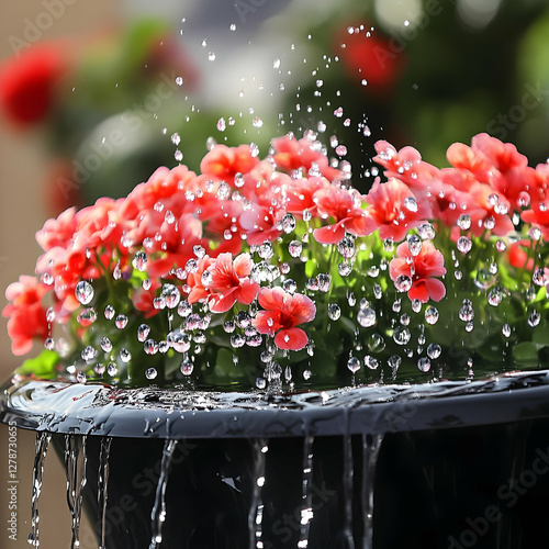 Vibrant Flowers Water Fount...
