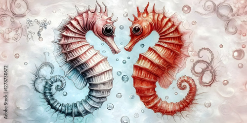 Romantic Seahorse Illustration