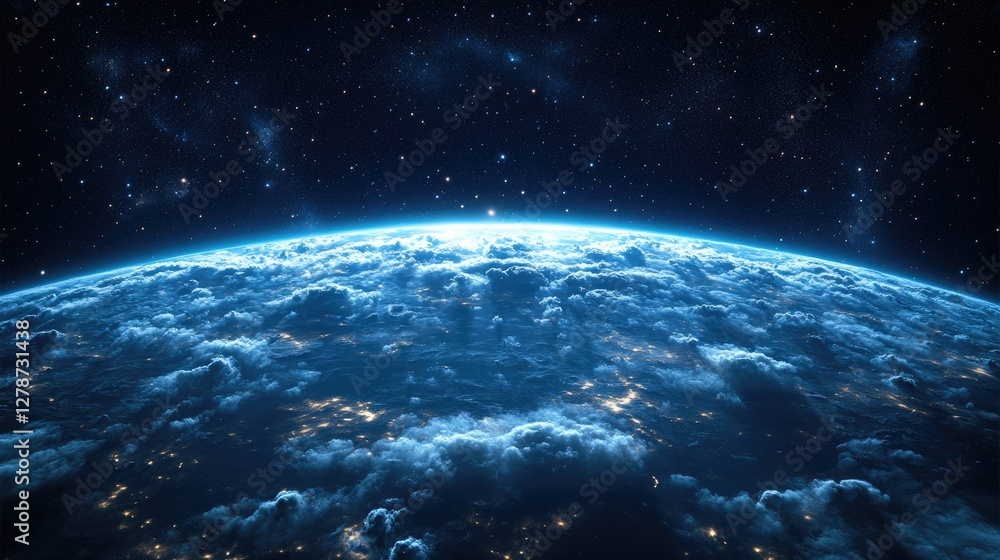 Obraz premium Stunning Earth From Space Night Cloudscape Wallpaper