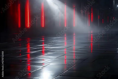 Night City Wet Tiles Abstra...